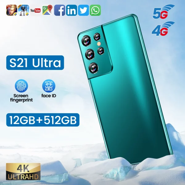 Hot Selling Unlocked Smartphone Wcdma Gsm 5g Network Android Mobile Phones and Cheaper 12gb Ram 512gb Rom Smartphone